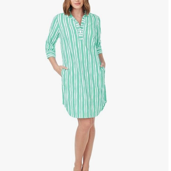 Foxcroft Sloane Beach Stripe Crinkle Dress Size 8 - Picture 13 of 13